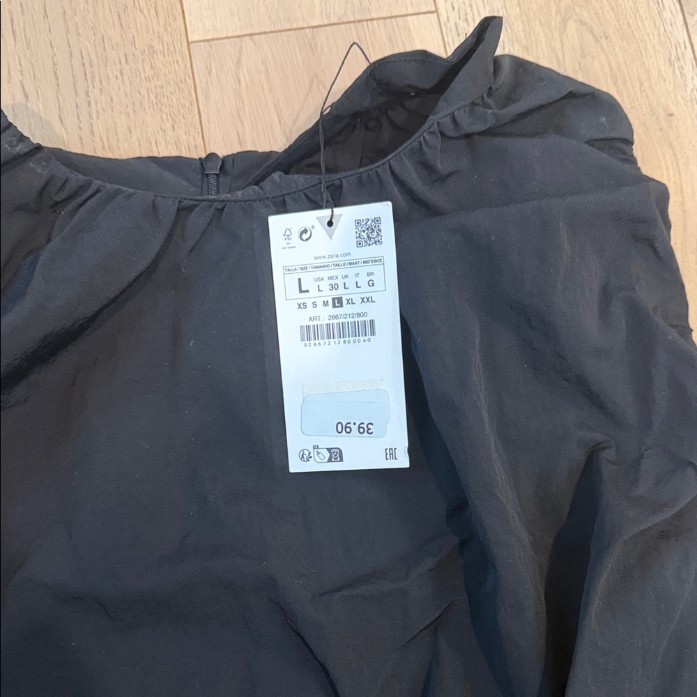 Zara Black Cropped Drawstring Shell Tank - Picture 3 of 5